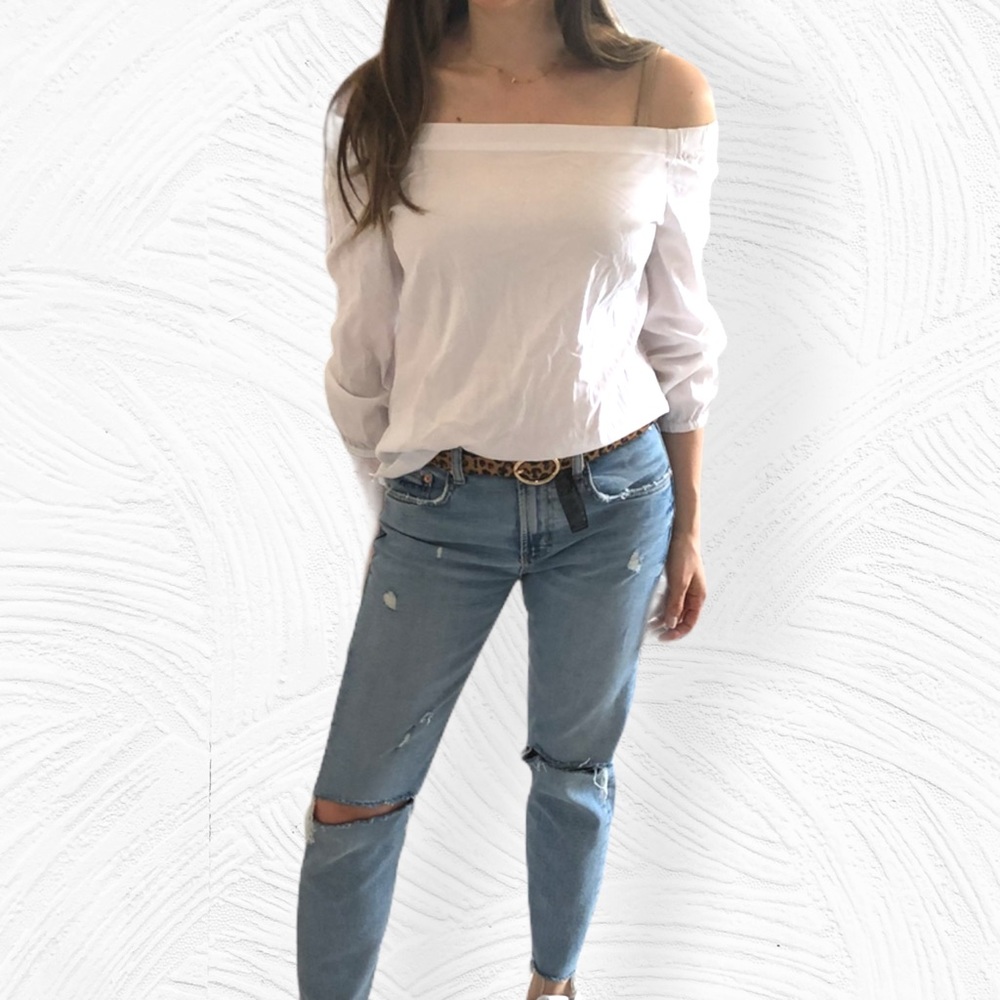 WHITE HOUSE BLACK MARKET off the shoulder blouse